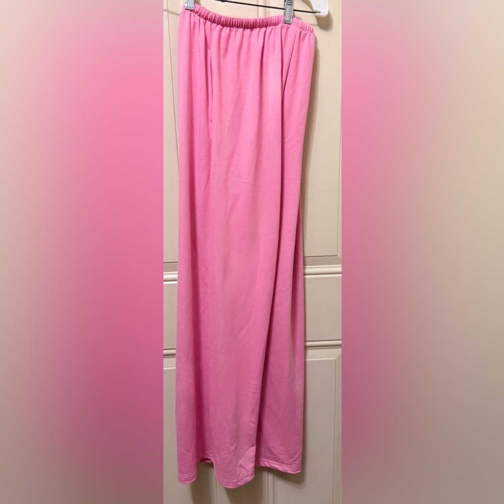 Pink Knit Pull On Pants Elastic Plus Drawstring Side Pockets Size Small